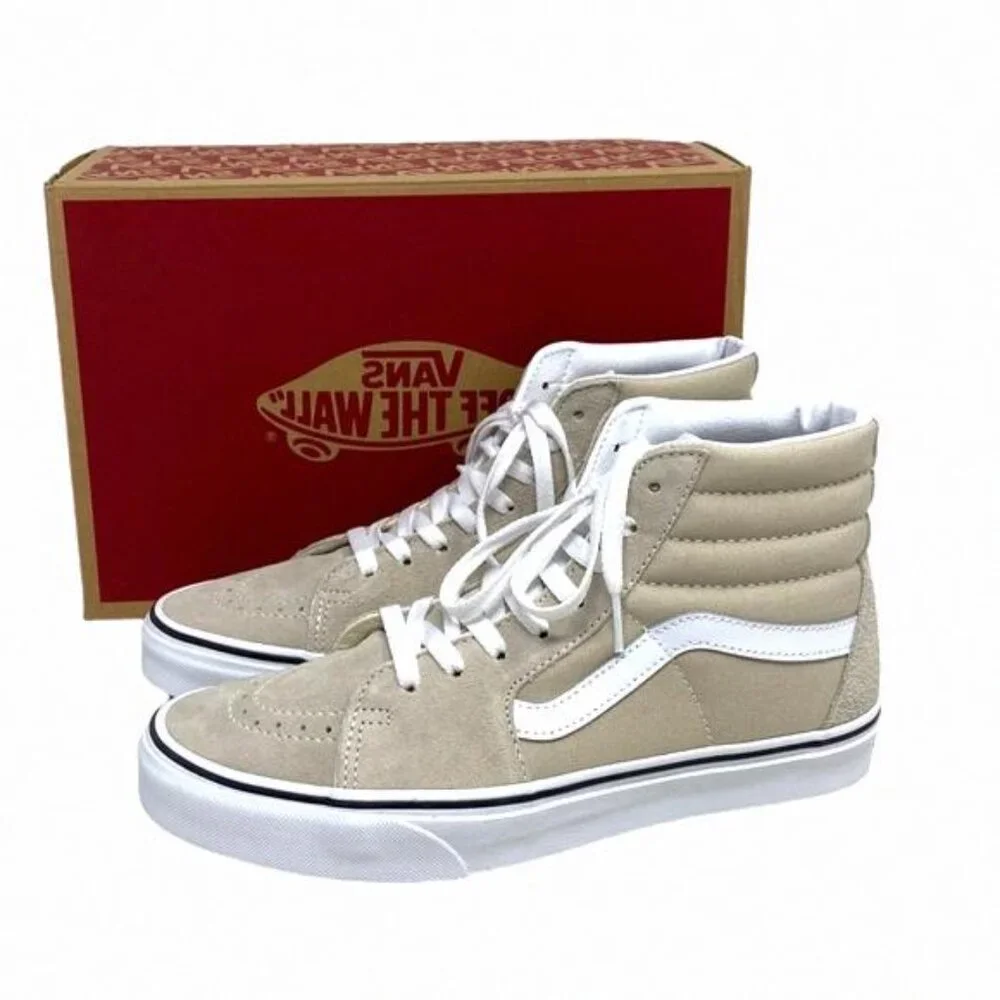 VANS Sk8-Hi Shoes Beige Suede Canvas Casual Sneakers VN0005U9BLL Size Women's SB